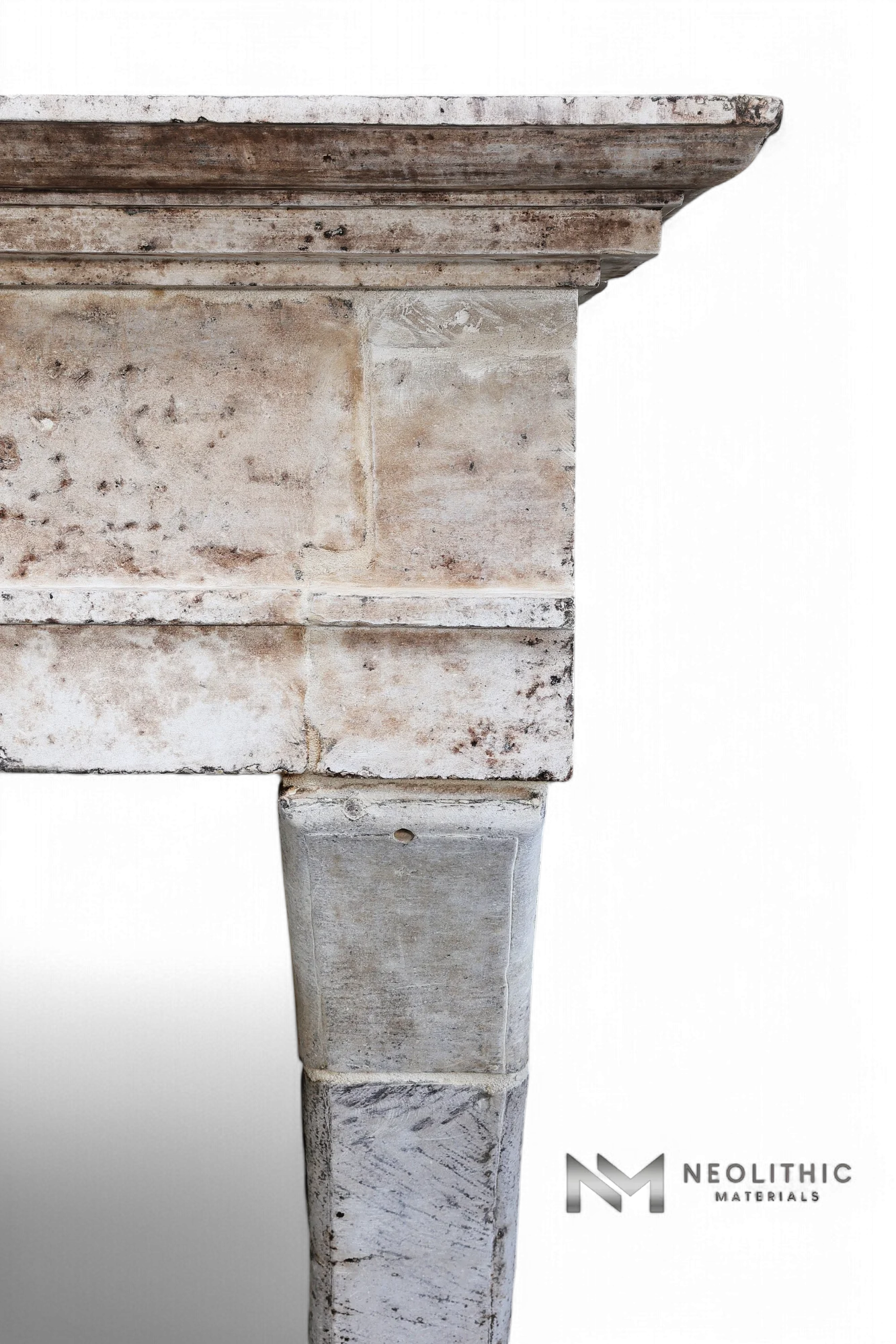 Antique Mediterranean Limestone Fireplace Mantel Louis XIII Style - Image 4